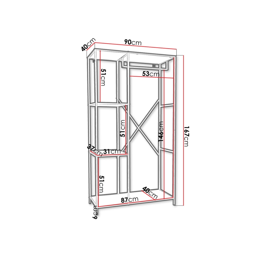 Garderobe til entré CARLO 167x90 cm sort/brun