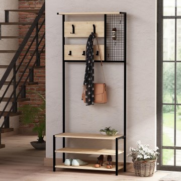 Garderobe til entré NOMAD 182x78 cm sort/beige