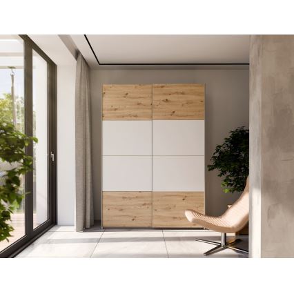 Garderobeskab KARO 150x210 cm hvid/eg artisan