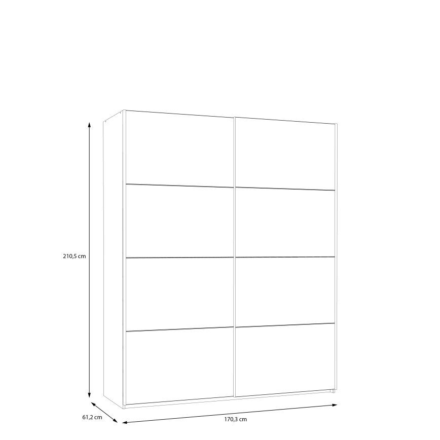 Garderobeskab KARO 170x210 cm grå/grøn