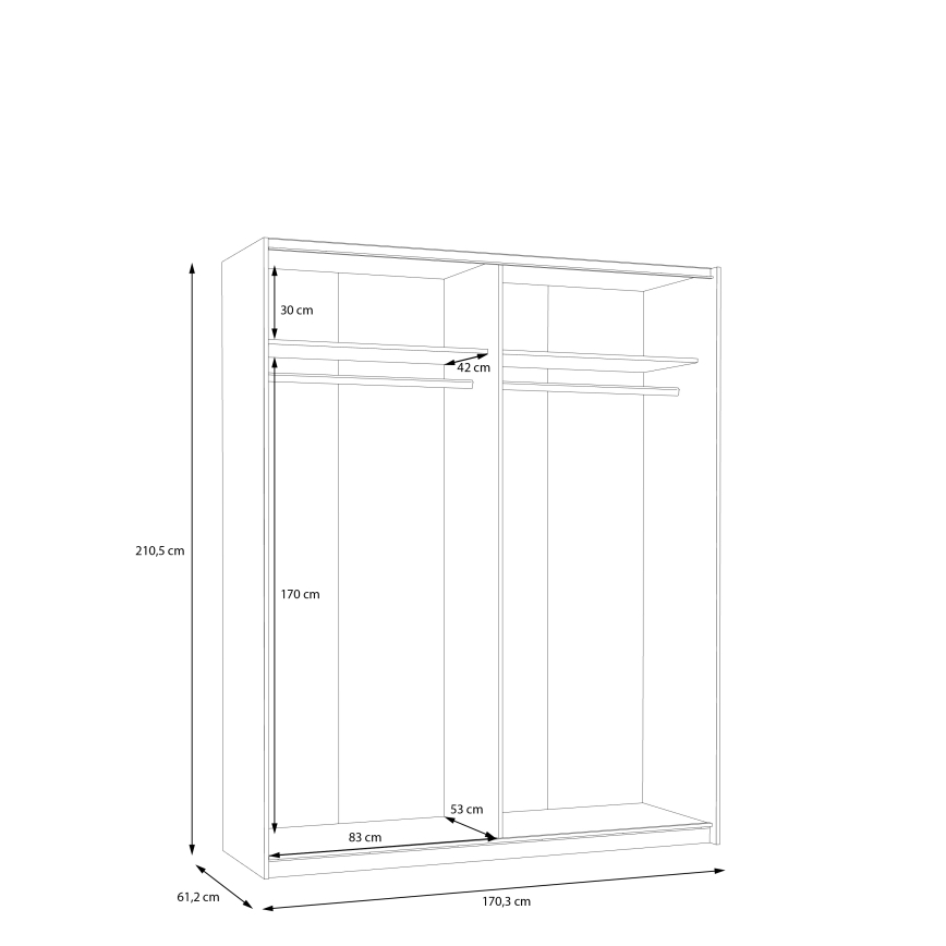 Garderobeskab KARO 170x210 cm grå/grøn