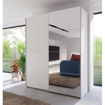 Garderobeskab KARO med spejl 170x210 cm, hvid