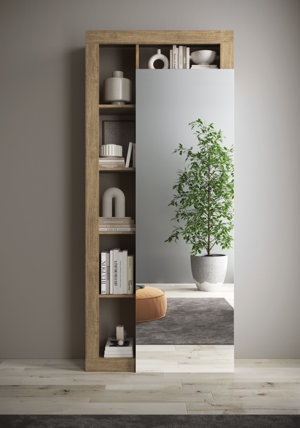 Garderobeskab LENOR 91x209 cm hvid/brun