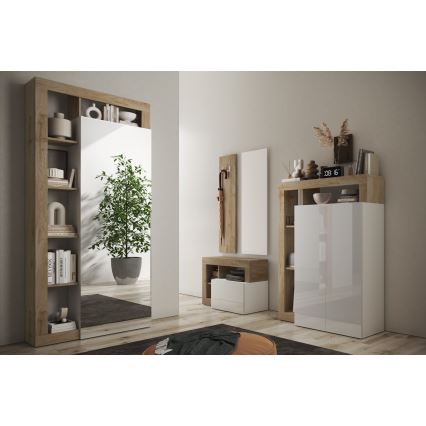 Garderobeskab LENOR 91x209 cm hvid/brun