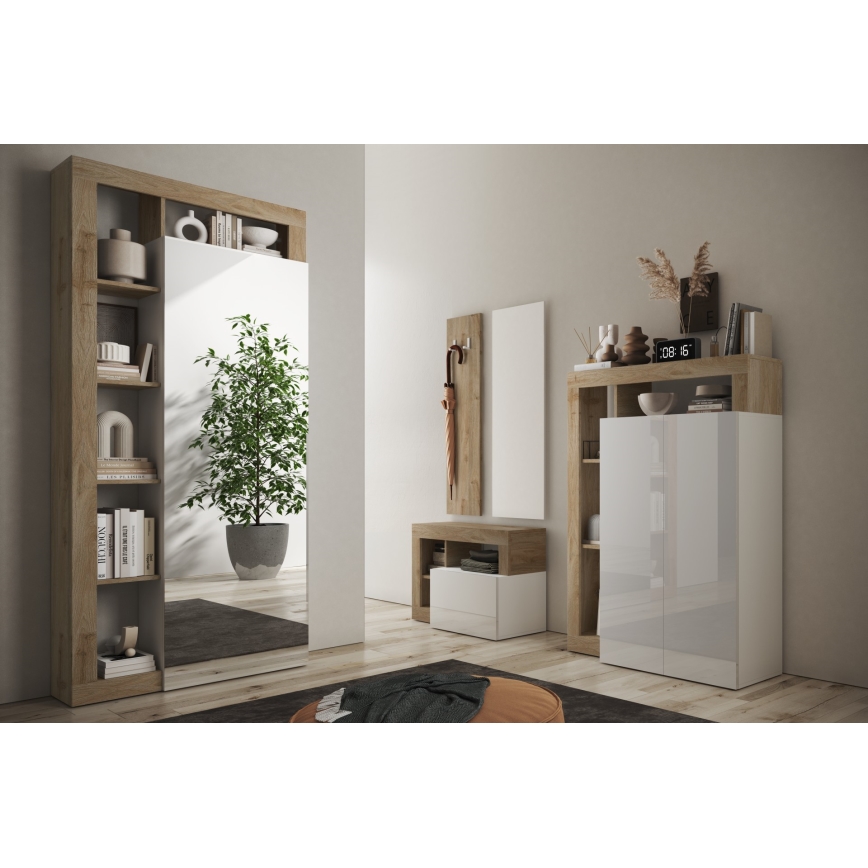 Garderobeskab LENOR 91x209 cm hvid/brun