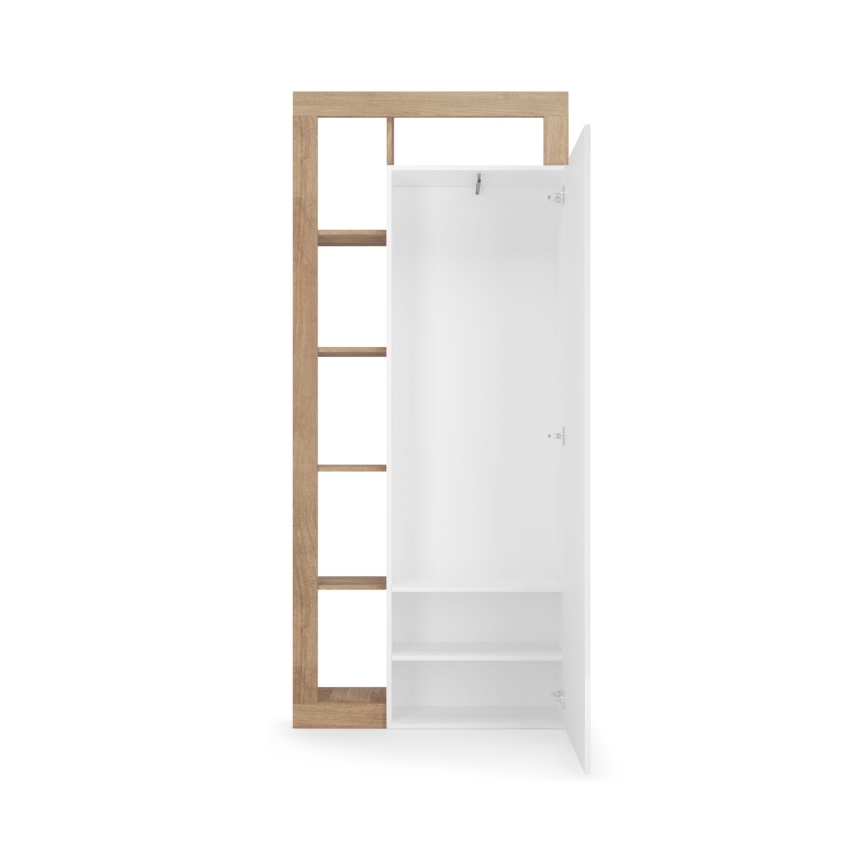 Garderobeskab LENOR 91x209 cm hvid/brun