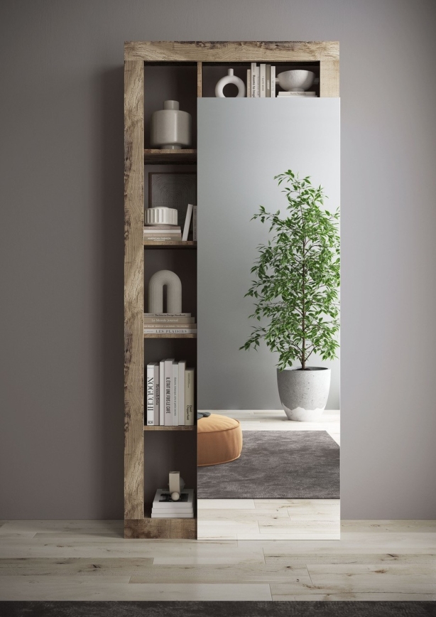 Garderobeskab LENOR 91x209 cm hvid/brun