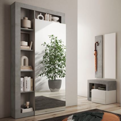 Garderobeskab LENOR 91x209 cm hvid/grå beton