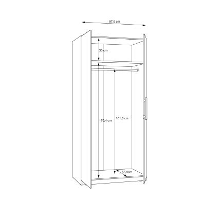 Garderobeskab MARO 100x213 cm i Artisan-eg
