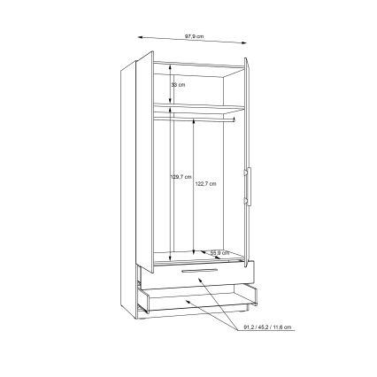 Garderobeskab MARO 100x213 cm i artisan-eg