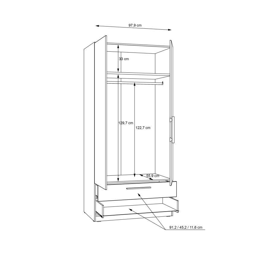 Garderobeskab MARO 100x213 cm i artisan-eg
