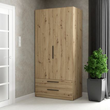 Garderobeskab MARO 100x213 cm i artisan-egetræ