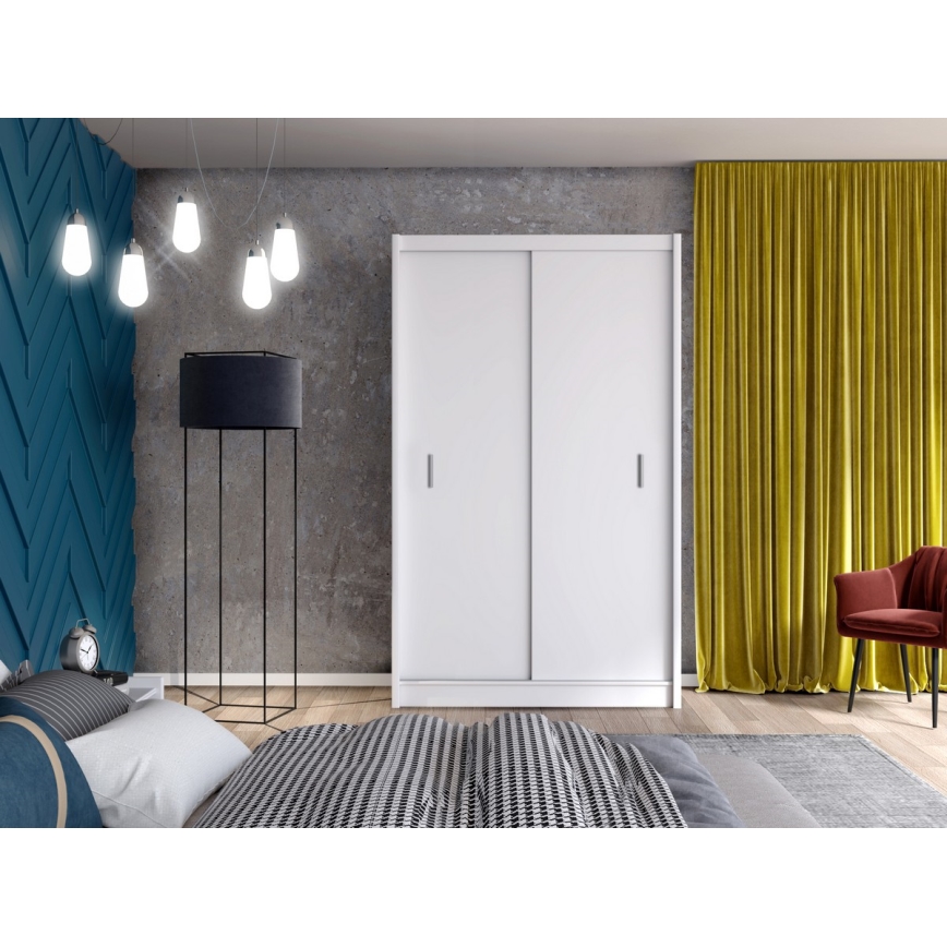 Garderobeskab med skydedøre SAPHIRA 150x215 cm hvid
