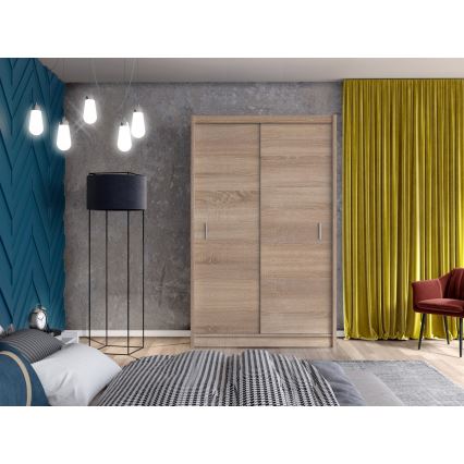 Garderobeskab med skydedøre SAPHIRA 150x215 cm sonoma eg