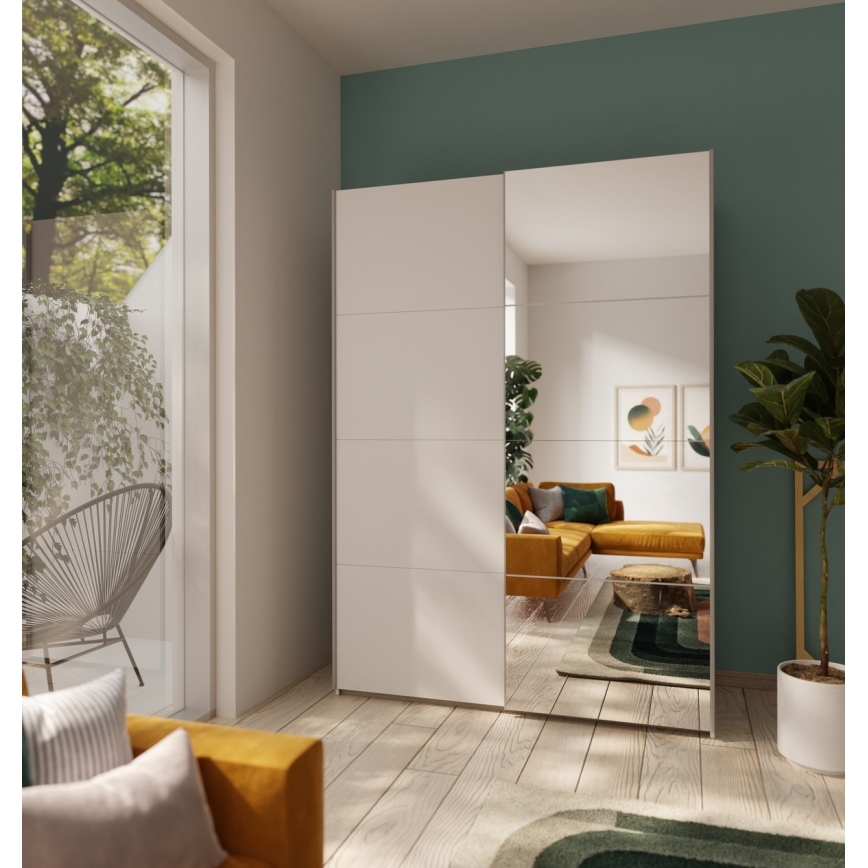 Garderobeskab med spejl KARO 150x210 cm, hvid