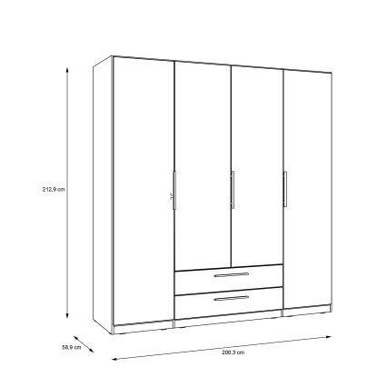 Garderobeskab med spejl MARO 200x213 cm Artisan egetræ