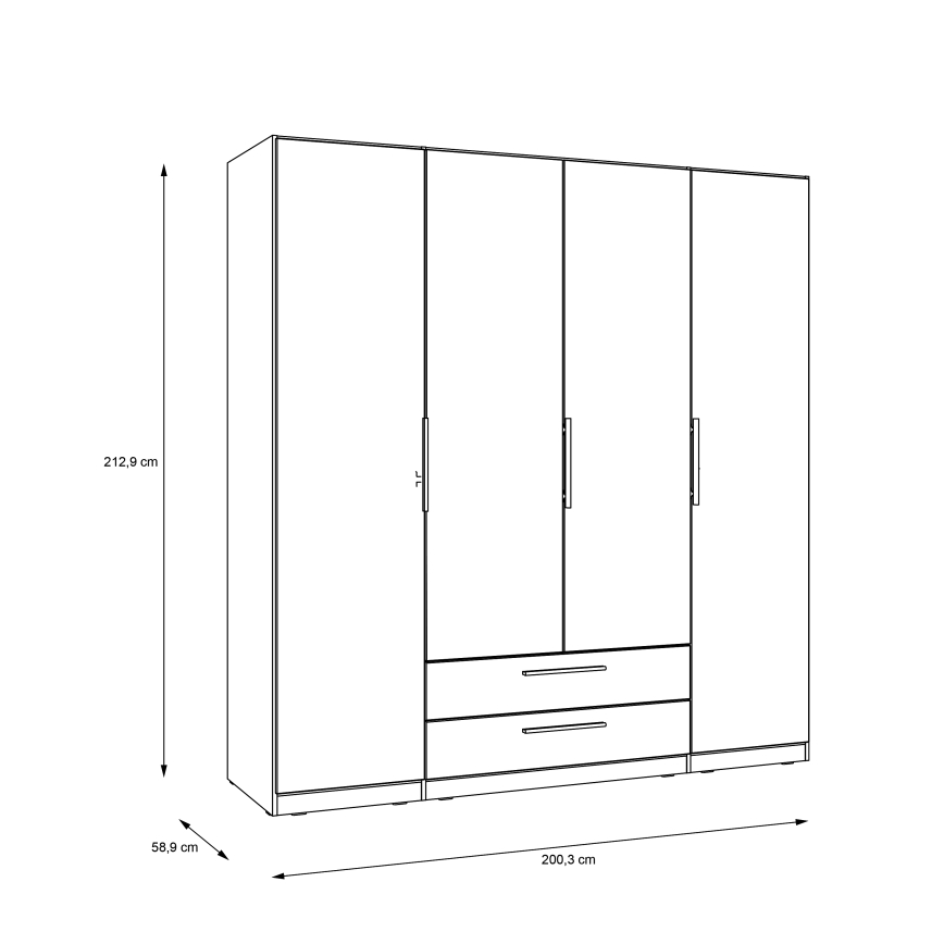 Garderobeskab med spejl MARO 200x213 cm Artisan egetræ