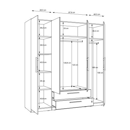 Garderobeskab med spejl MARO 200x213 cm Artisan egetræ