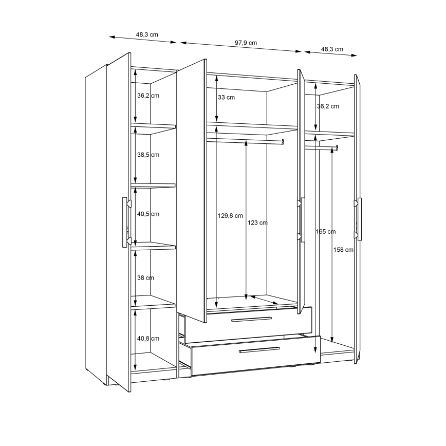 Garderobeskab med spejl MARO 200x213 cm eg artisan