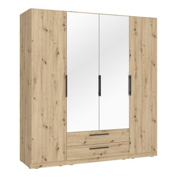 Garderobeskab med spejl MARO 200x213 cm i artisan-eg