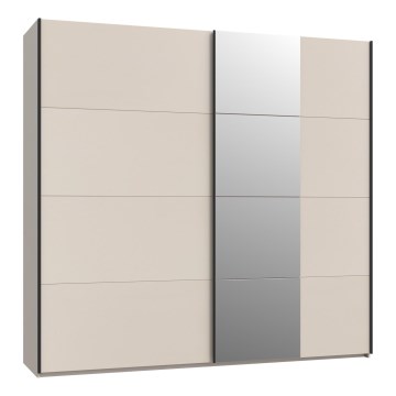 Garderobeskab med spejl ODEN 220x210 cm beige