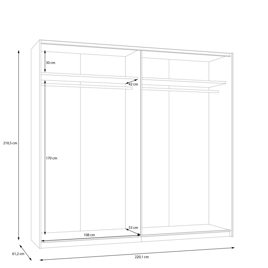 Garderobeskab med spejl ODEN 220x210 cm beige