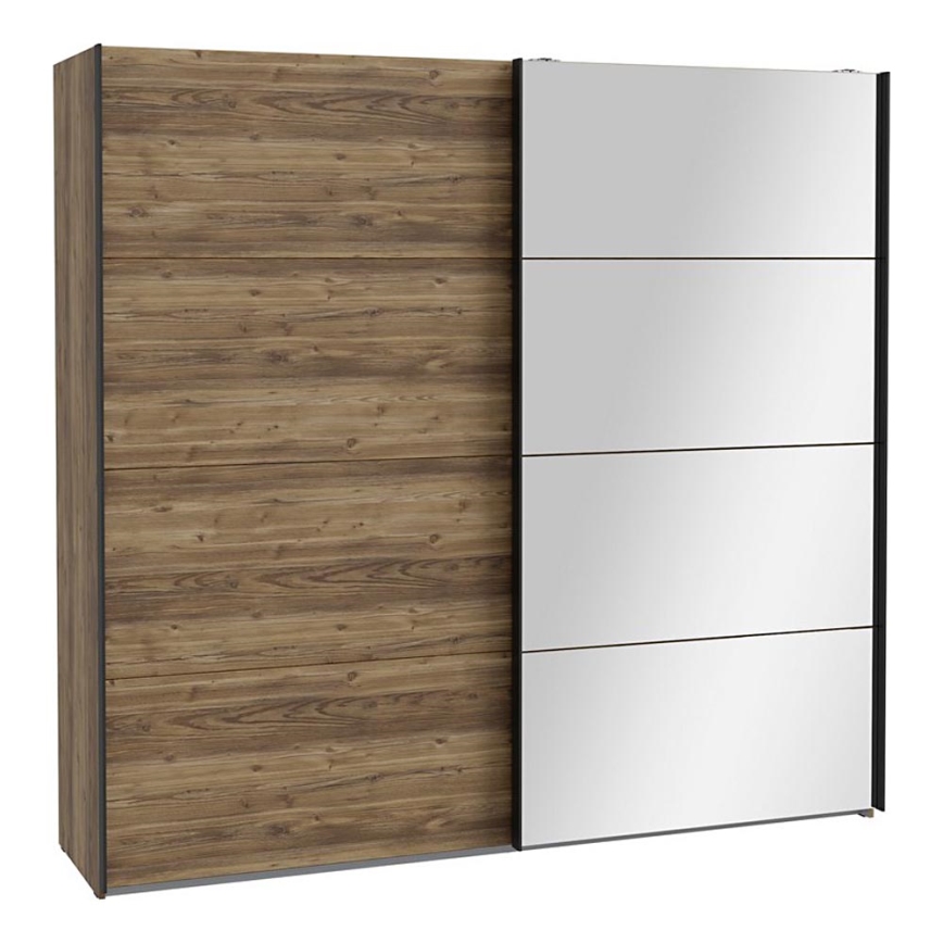 Garderobeskab med spejl OREN 220x210 cm, eg i artisan-finish