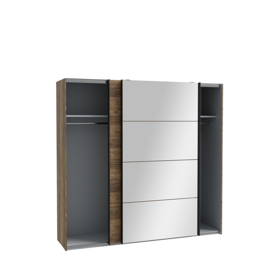 Garderobeskab med spejl OREN 220x210 cm, eg i artisan-finish