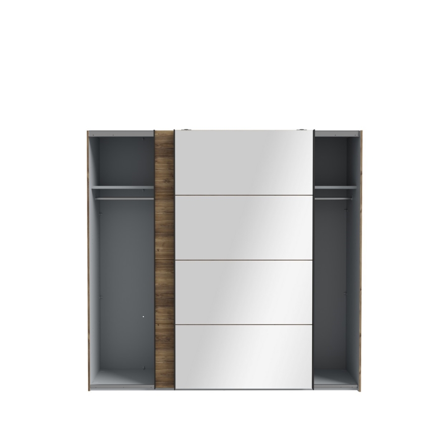 Garderobeskab med spejl OREN 220x210 cm, eg i artisan-finish