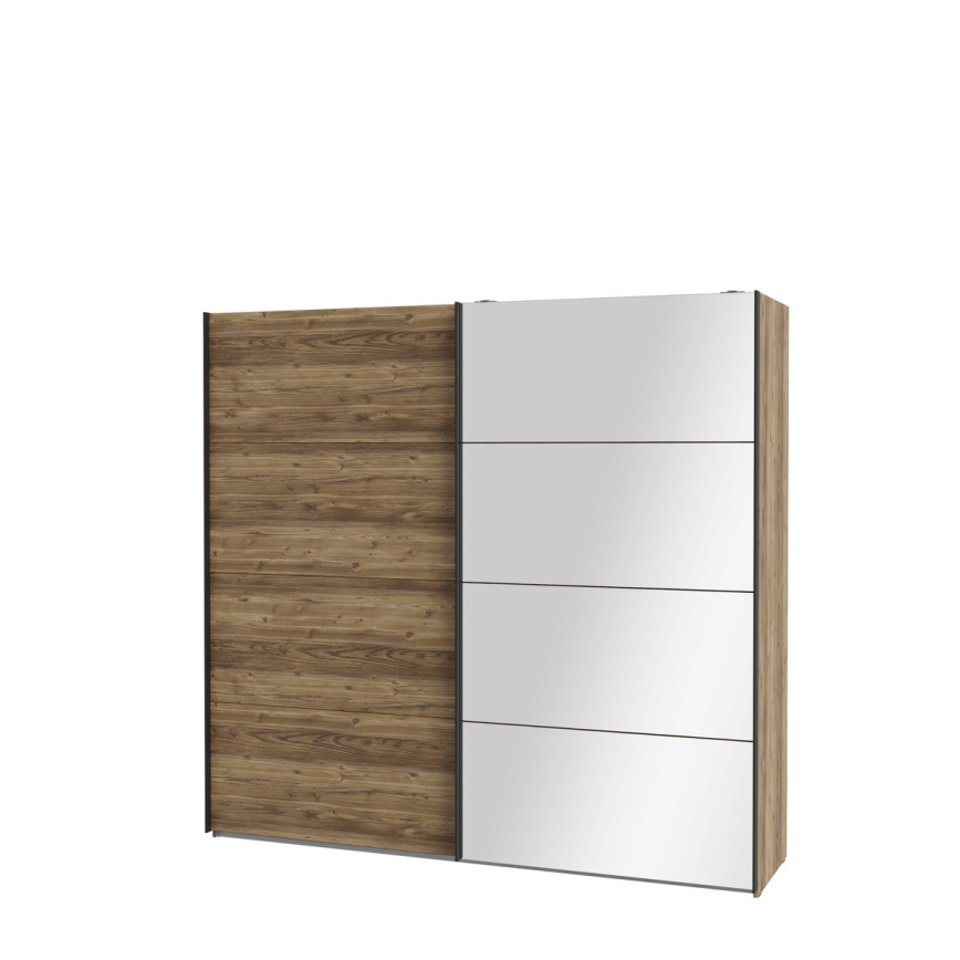 Garderobeskab med spejl OREN 220x210 cm, eg i artisan-finish
