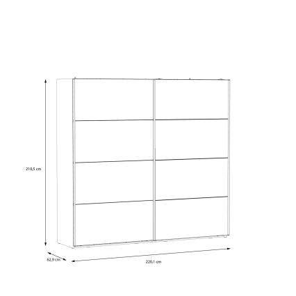 Garderobeskab med spejl OREN 220x210 cm, eg i artisan-finish