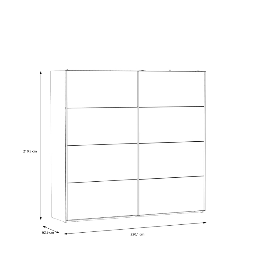Garderobeskab med spejl OREN 220x210 cm, eg i artisan-finish