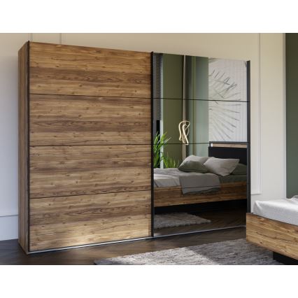 Garderobeskab med spejl OREN 270x210 cm, artisan-eg