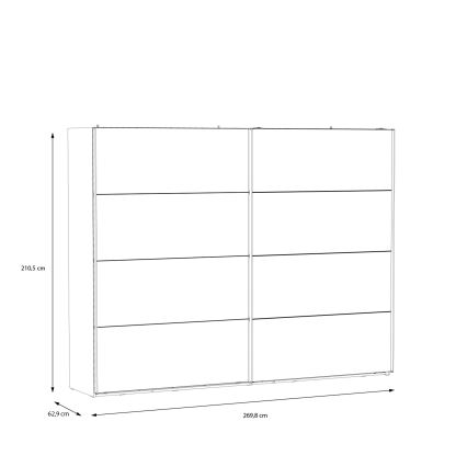 Garderobeskab med spejl OREN 270x210 cm, artisan-eg