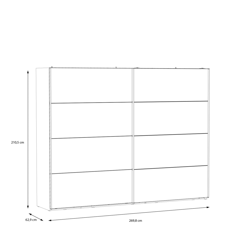 Garderobeskab med spejl OREN 270x210 cm, artisan-eg