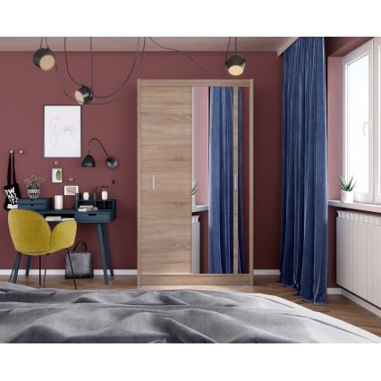 Garderobeskab med spejl SABRINA 120x215 cm sonoma eg
