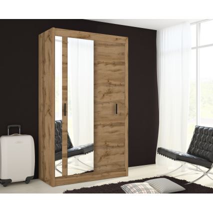 Garderobeskab med spejl SABRINA 120x215 cm woltan eg