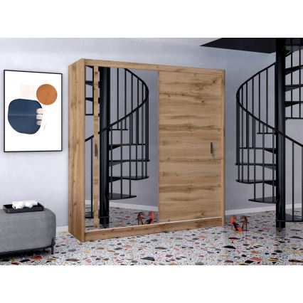 Garderobeskab med spejl SABRINA 203x215 cm woltan eg