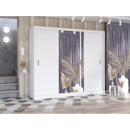 Garderobeskab med spejl SABRINA 250x215 cm hvid