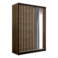 Garderobeskab med spejl SANTINO 150x215 cm eg craft/sort