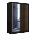 Garderobeskab med spejl SANTINO 150x215 cm sort/craft-eg