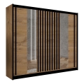 Garderobeskab med spejl SANTINO 250x215 cm eg craft/sort