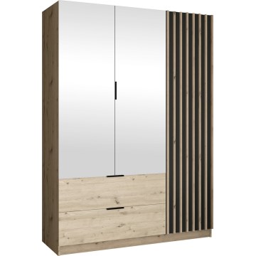 Garderobeskab med spejl VISTA 150x215 cm eg artisan/grafit