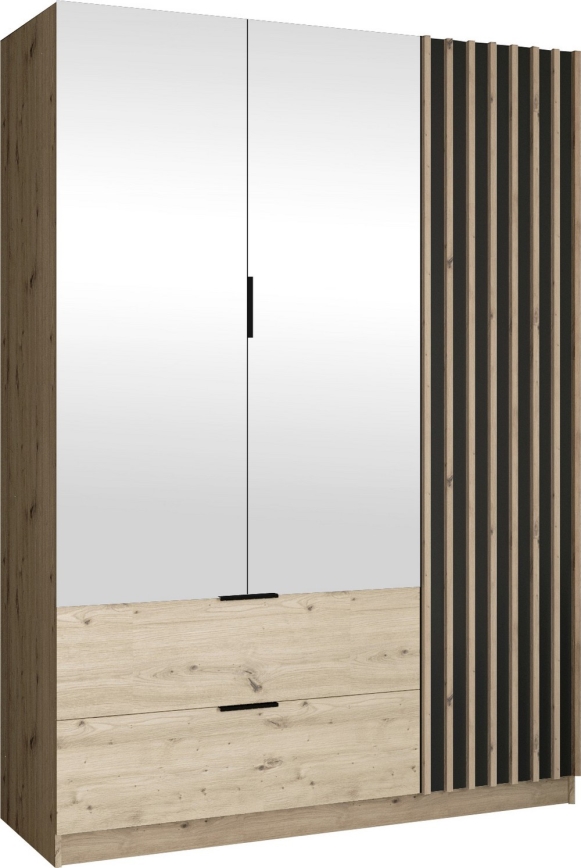 Garderobeskab med spejl VISTA 150x215 cm eg artisan/grafit