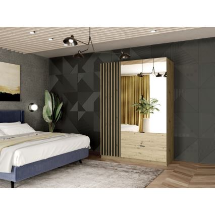 Garderobeskab med spejl VISTA 150x215 cm eg artisan/grafit