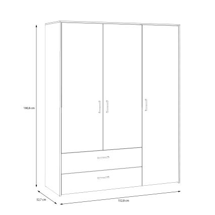 Garderobeskab URO 152x190 cm artisan-eg/hvid