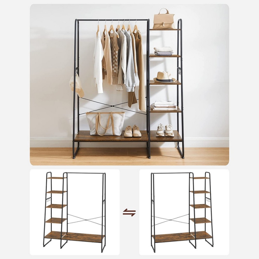 Garderobestativ LINEA, brun/sort