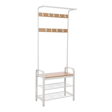 Garderobestativ NAVOR, brun/hvid