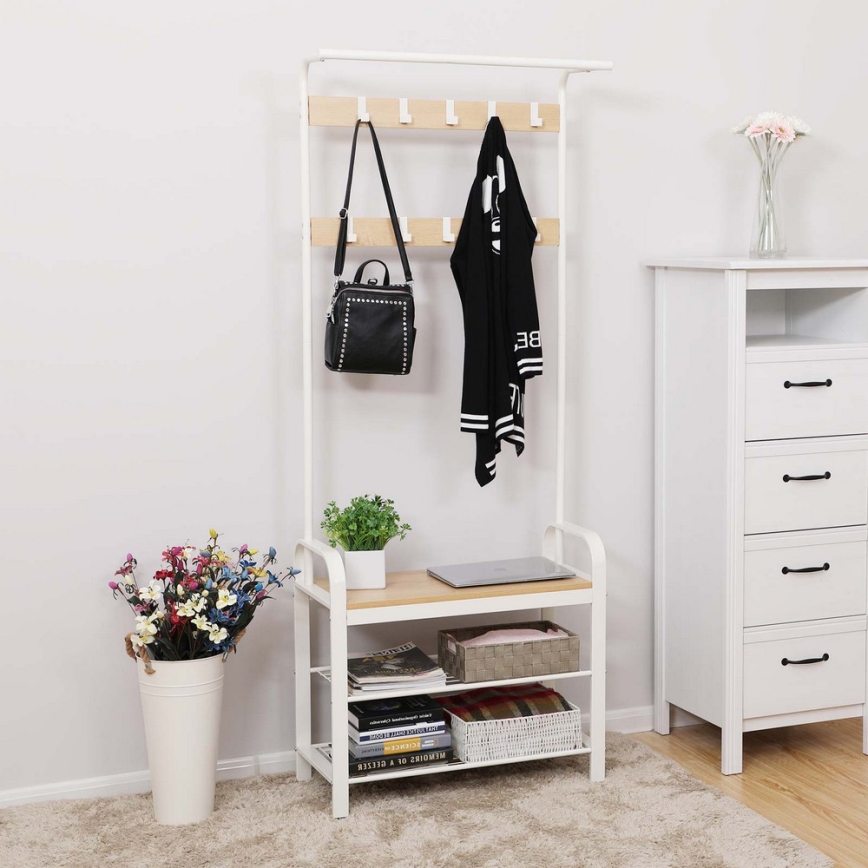 Garderobestativ NAVOR, brun/hvid