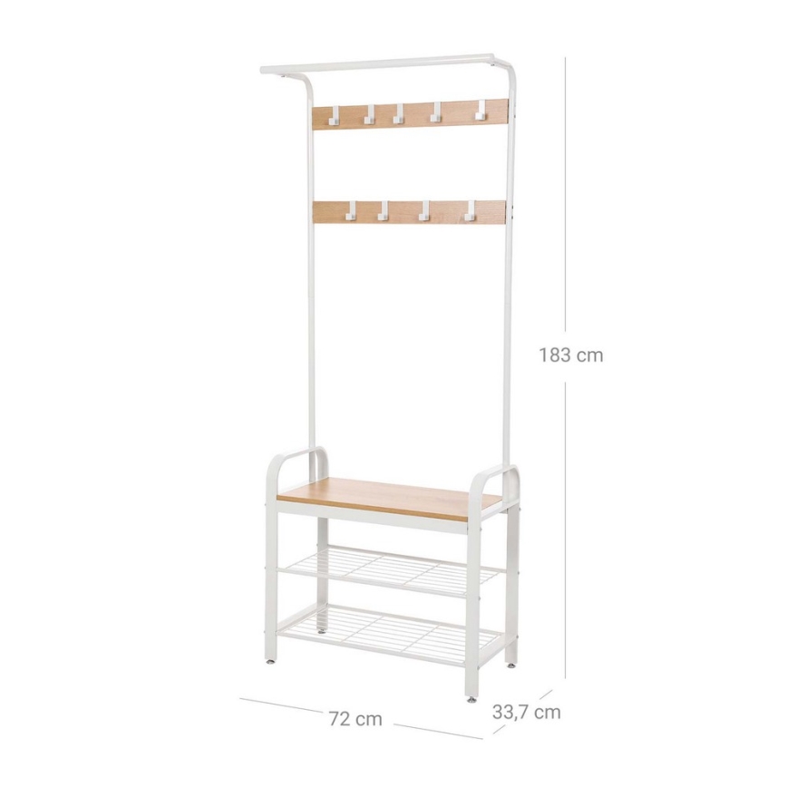 Garderobestativ NAVOR, brun/hvid